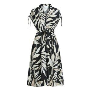 Time and Tru Women's Midi Shirtdress Black Tan Tropical Hawaii Print Size 22L-XL